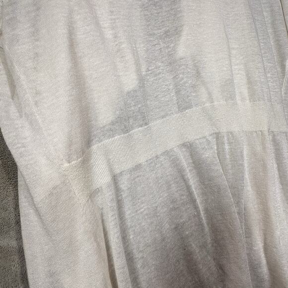 Theory White Open Front Knit Cardigan Lightweight Draped Cardigan Size Large - Picture 5 of 7